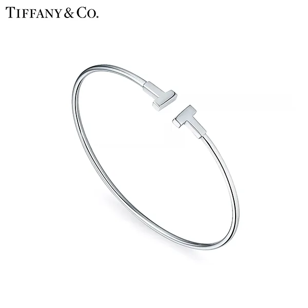 蒂芙尼 Tiffany T Wire 18K 白金窄版線圈手鐲