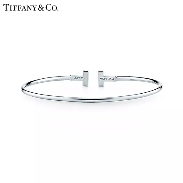 蒂芙尼 Tiffany T Wire 18K 白金窄版線圈手鐲