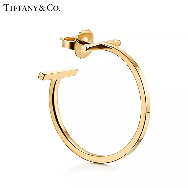 Tiffany & Co.蒂芙尼T系列 18K黃金圈形耳環
