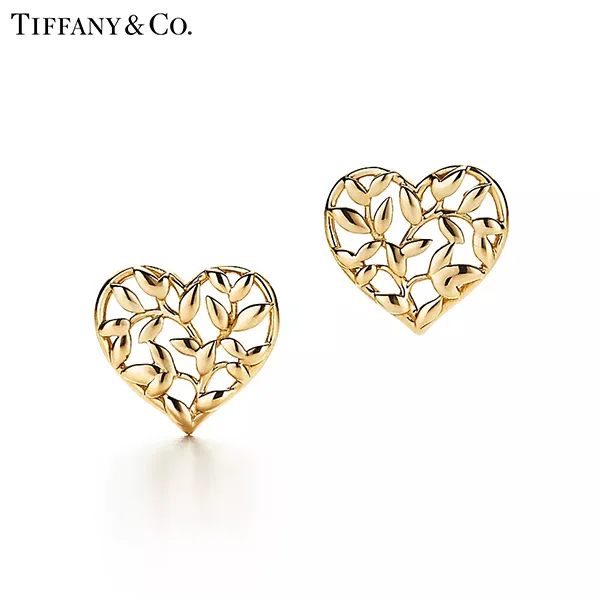 Tiffany & Co.蒂芙尼Paloma Picasso®系列 18K黃金Olive Leaf橄欖葉心形耳環