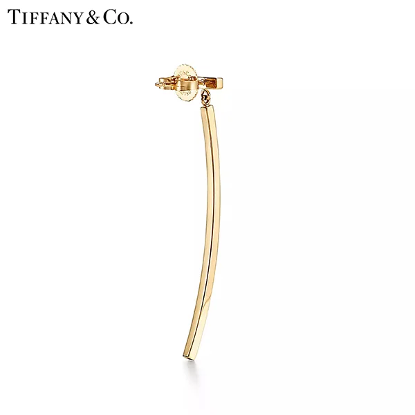 Tiffany & Co.蒂芙尼T系列 18K黃金鑲鑽條形耳環