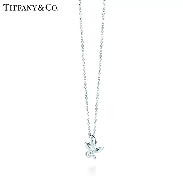 Tiffany & Co.蒂芙尼Paloma Picasso®系列 純銀迷你Olive Leaf橄欖葉吊墜項鍊