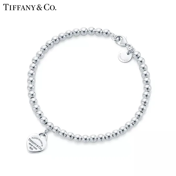 Return To Tiffany™ 系列 蒂芙尼純銀鑲藍色琺瑯Heart Tag珠式手鍊