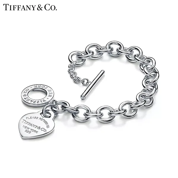 Return To Tiffany™ 系列 蒂芙尼純銀Heart Tag純銀心形吊飾針扣手鍊