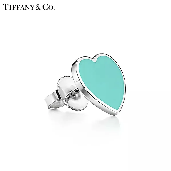 Return To Tiffany™ 系列 純銀Tiffany Blue蒂芙尼藍色迷你心形鑲鑽耳環