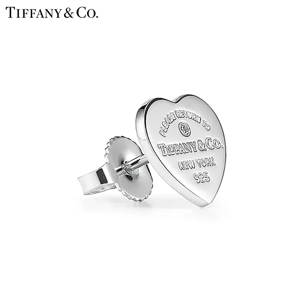 Return To Tiffany™ 系列 純銀Tiffany Blue蒂芙尼藍色迷你心形鑲鑽耳環