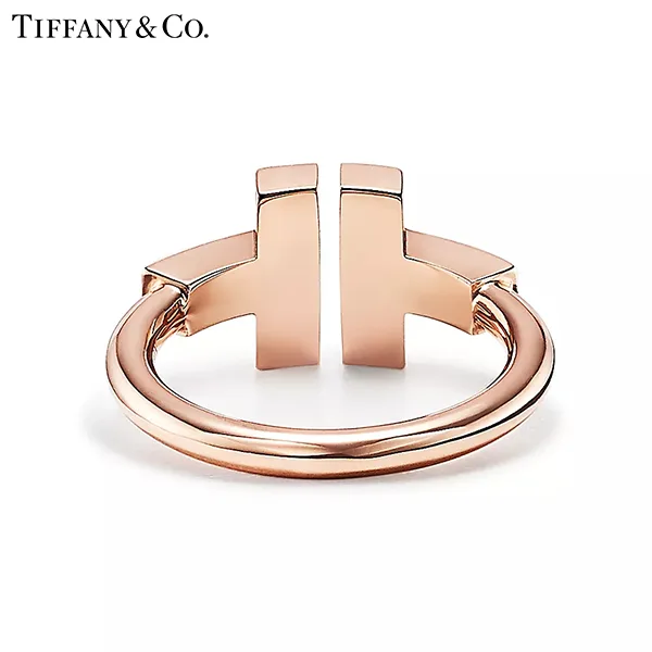 蒂芙尼 Tiffany T Wire 18K 玫瑰金鑲嵌珍珠母貝線圈戒指