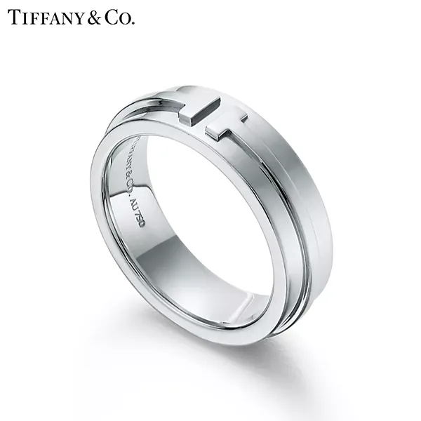 Tiffany & Co.蒂芙尼T系列 18K白金寬版戒指