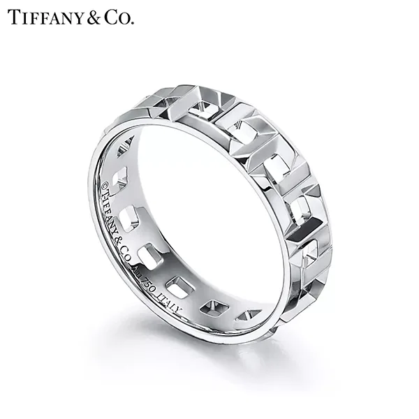 蒂芙尼 Tiffany T True 18K 白金寬版戒指