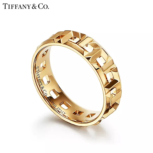 蒂芙尼 Tiffany T True 18K 黃金寬版戒指