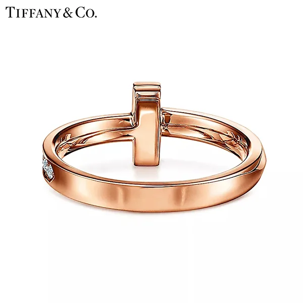 Tiffany & Co.蒂芙尼T系列 T1 18K玫瑰金鑲鑽戒指