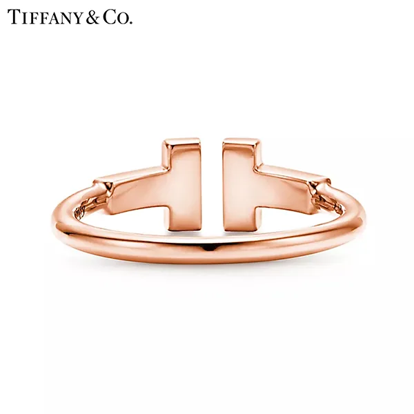 蒂芙尼 Tiffany T Wire 18K 玫瑰金鑲鑽線圈戒指