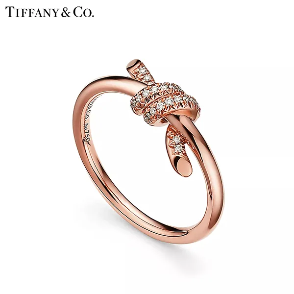 蒂芙尼 Tiffany Knot 系列 18K 玫瑰金鑲鑽戒指