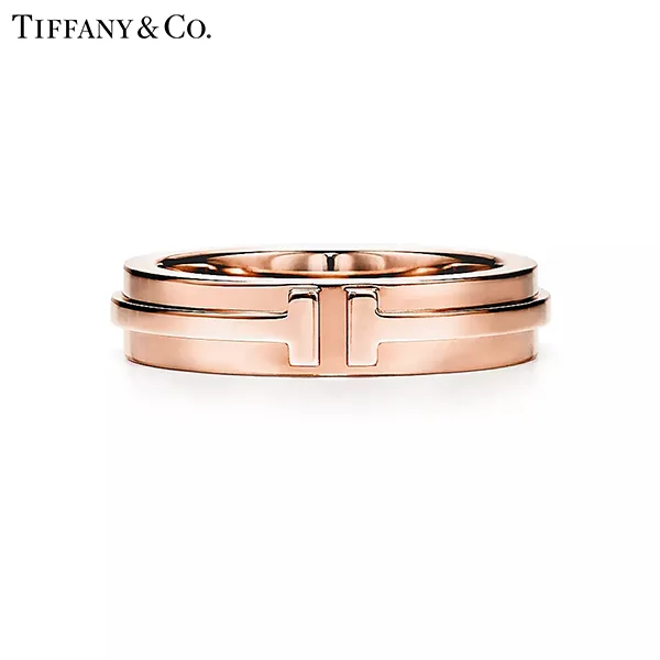 Tiffany & Co.蒂芙尼T系列 18K玫瑰金窄版戒指