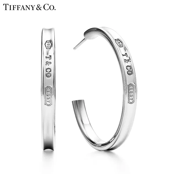 Tiffany 1837™系列 蒂芙尼純銀窄版圈形耳環