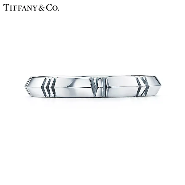 蒂芙尼 Tiffany Atlas X 系列 18K 白金窄版戒指