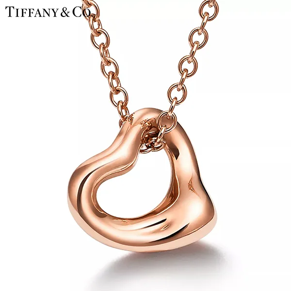 Tiffany & Co.蒂芙尼Elsa Peretti®系列 18K玫瑰金Open Heart鏤空心形吊墜項鍊