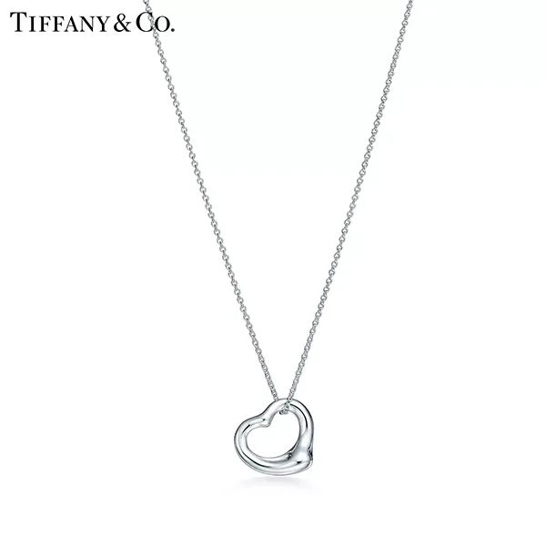Tiffany & Co.蒂芙尼Elsa Peretti®系列 純銀Open Heart鏤空心形吊墜項鍊
