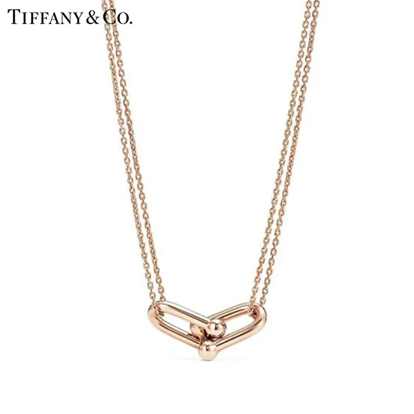 Tiffany & Co.蒂芙尼HardWear系列 18K玫瑰金項鍊雙重扣環鍊墜