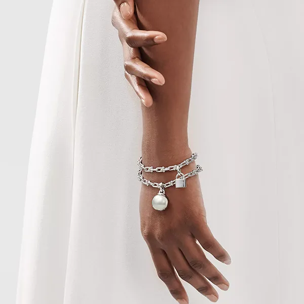 Tiffany & Co.蒂芙尼HardWear系列 925純銀鍊條掛鎖銀珠纏繞式手鍊