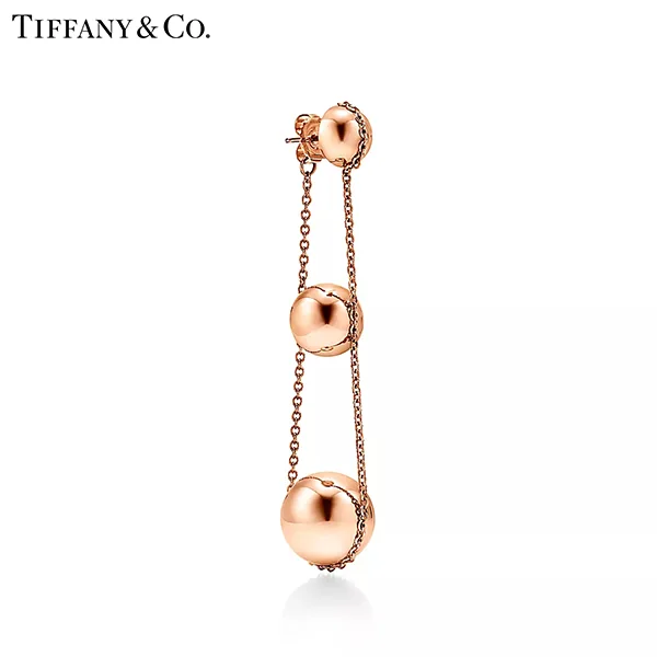 Tiffany & Co.蒂芙尼HardWear系列 18K玫瑰金三層垂墜式耳環