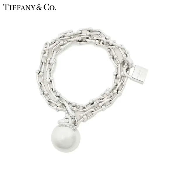 Tiffany & Co.蒂芙尼HardWear系列 925純銀鍊條掛鎖銀珠纏繞式手鍊