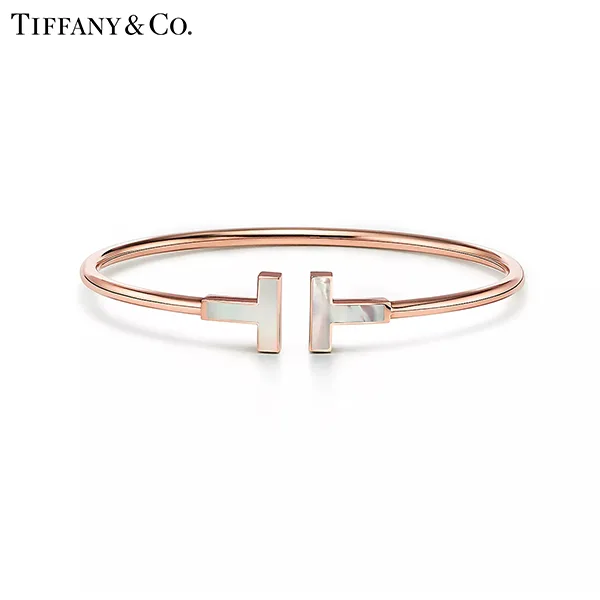 蒂芙尼 Tiffany T Wire 18K 玫瑰金鑲嵌珍珠母貝線圈手鐲