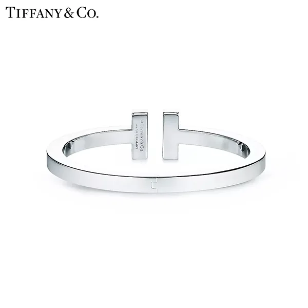 Tiffany & Co.蒂芙尼T系列 18K白金鑲鑽方形手鐲