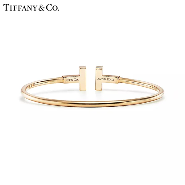蒂芙尼 Tiffany T Wire 18K 黃金鑲嵌綠松石線圈手鐲