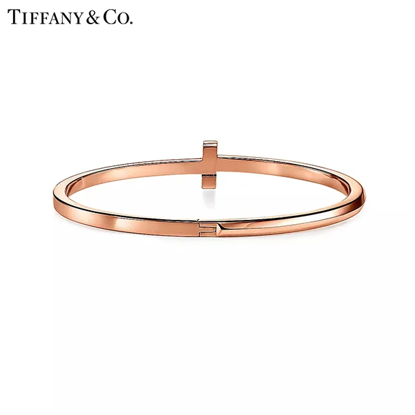 Tiffany & Co.蒂芙尼T系列 T1 18K玫瑰金窄版鉸鍊手鐲