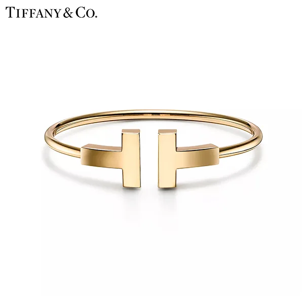 蒂芙尼 Tiffany T Wire 18K 黃金寬版線圈手鐲